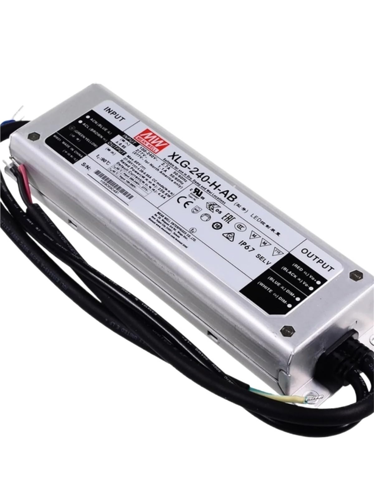 FCARUMIQP XLG-240-H-AB Constant Power Mode LED Lighting Driver Buit-in Active PFC AC-DC Water Proof IP67 Dimming Function