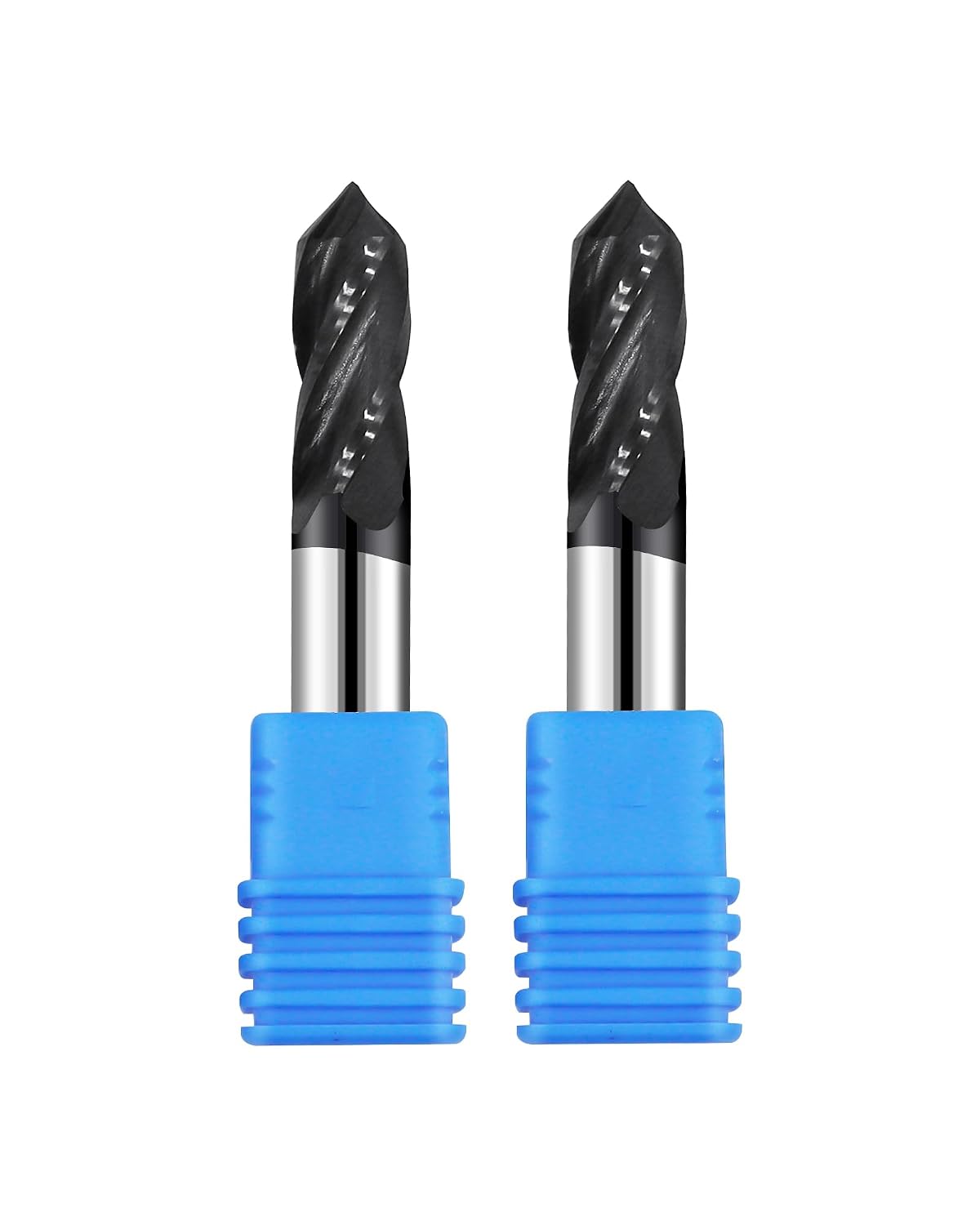 2Pcs 3/8in Solid Carbide Drill Mill, 90° Included Angle, 4 Flutes | AlTiN Coated Bits Tool For Medium Hardness Steel, Brass, Iron