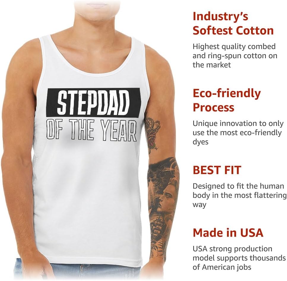 Stepdad of The Year Tank - Minimalist Workout Tank - Art Jersey Tank