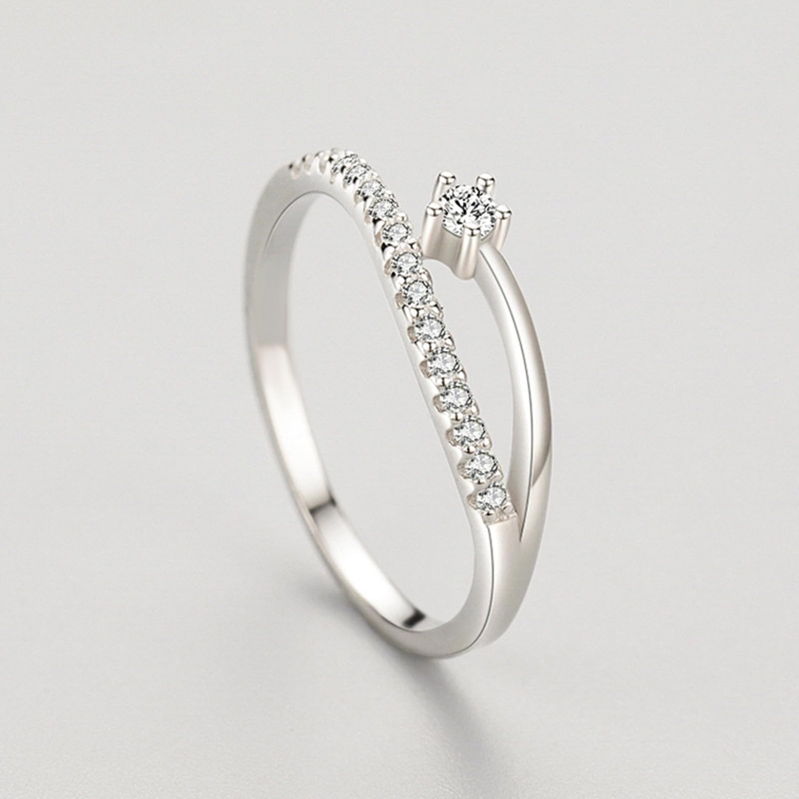 Pierścionki zaręczynowe 9K białe złoto, pierścionki damskie 3 mm diament biały 0,1 ct diament