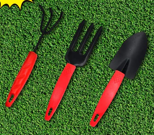 Mystte - Gardening Tools kit Hand Cultivator, Small Trowel, Garden Fork (Set of 3)