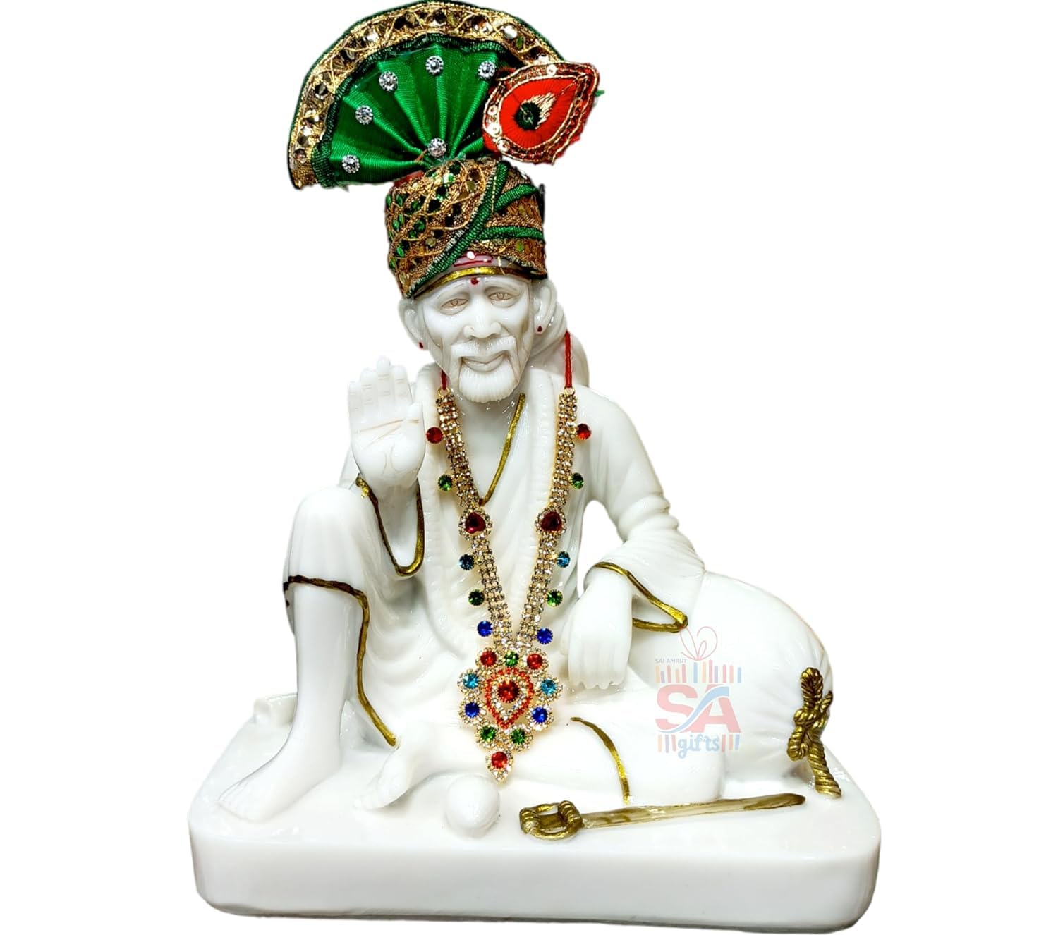 Marbre Sai Baba Dwarkamai bénédiction pour coin méditation de chambre