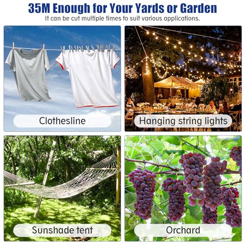 35M 69pcs Drahtseil für Kletterpflanzen - Langlebiges Stahlseil-Set mit Seilspanner, Drahtseilklemme, Stahlseil ummantelt für Rankhilfe und Beleuchtung, Ideal als Wäscheleine und für DIY-Projekte