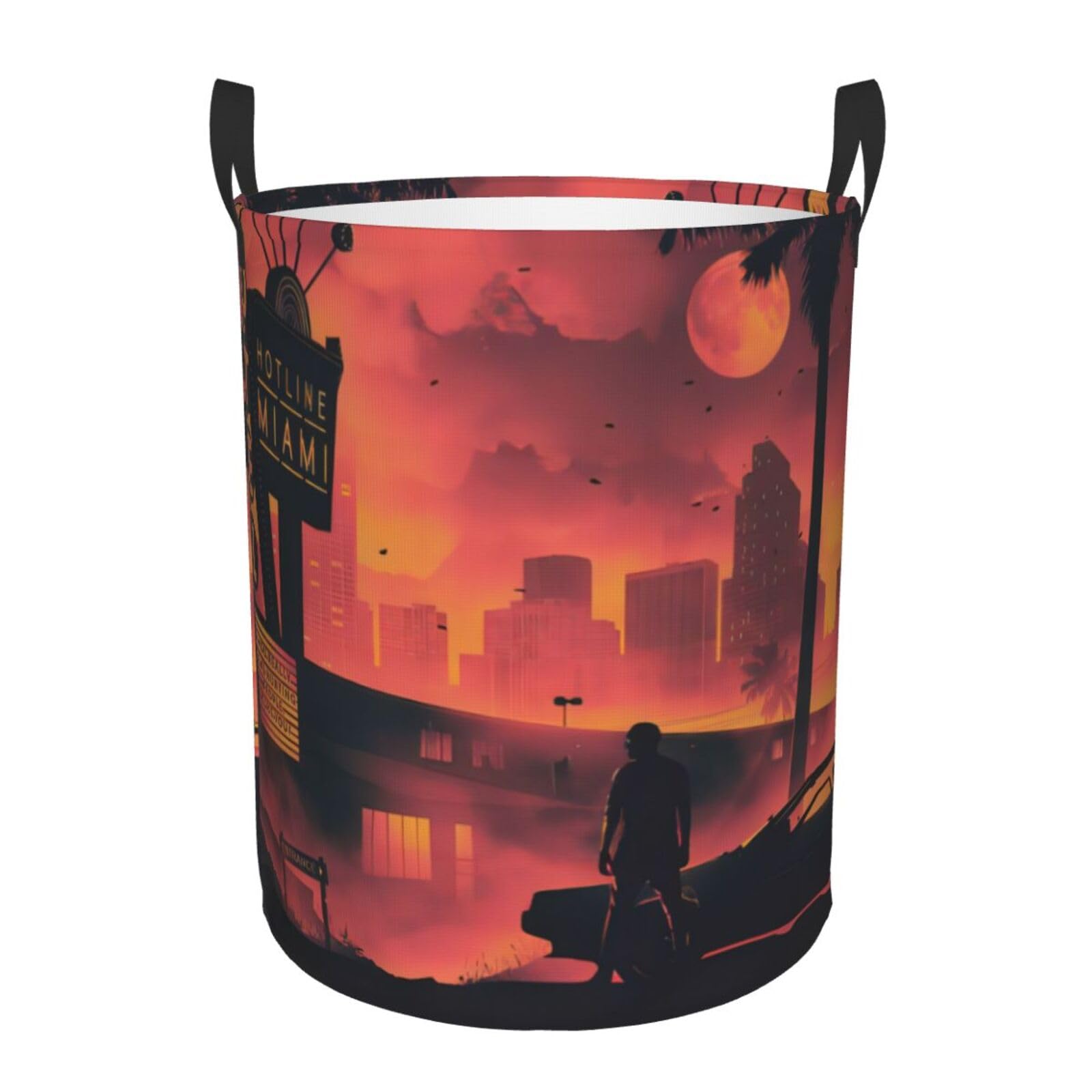 M Circular Hamper Miami Print for Dirty Clothes