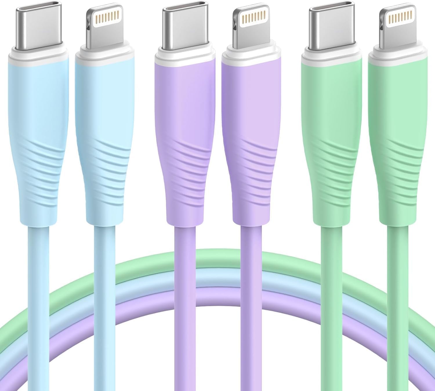 3 Pack 6 FT USB C to Lightning Cable MFi Certified iPhone Charger Fast Charging Type C to Lightning Cable Fast Charging Cord Compatible with iPhone 14 13 12 11 X 8 Pro Max Plus and More (TPE)