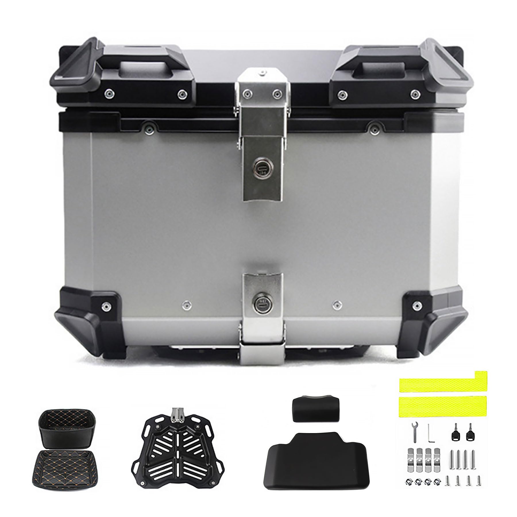 バイクリアボックス アルミトップケース (45L Gold 金) AORTD バイク用リアボックス アルミ合金製 45L 55L 65L おしゃれ