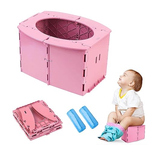 Orinal de viaje para niños, orinal portátil para viajes de niños pequeños, inodoro plegable portátil reutilizable para niños pequeños, asiento de