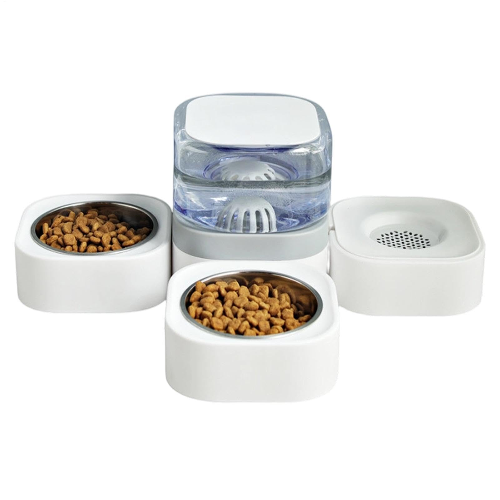 y Bebedero Automático para Mascotas Cuenco Desmontable Antiderrames | Alimentador Automático De Comida Y Agua Felino Para Hogar, Exterior, Gatos, , Cachorros, Otras Mascotas