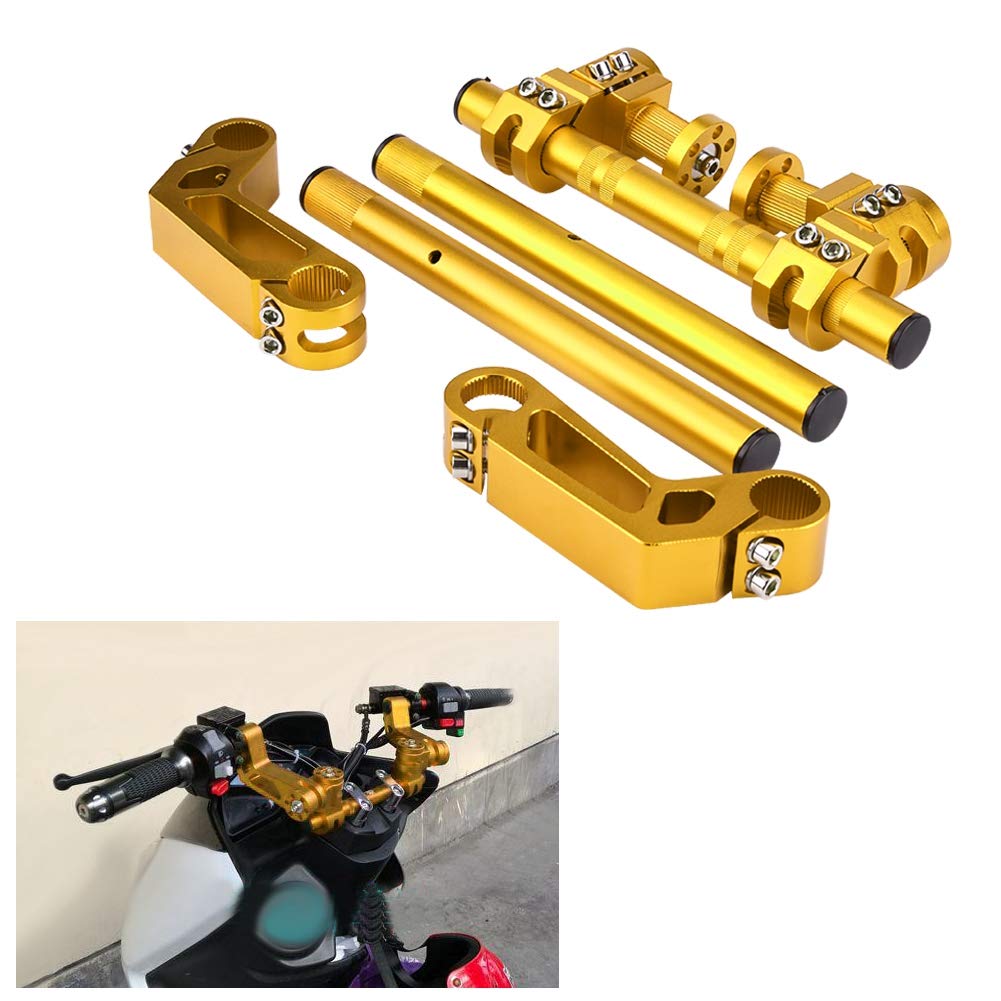 di manubrio regolabile CNC da 7/8" (22 mm) per moto, manubrio in alluminio ricavato dal pieno per pit bike e dirt bike da 125, rimovibile con regolazione dell'altezza e (Oro)