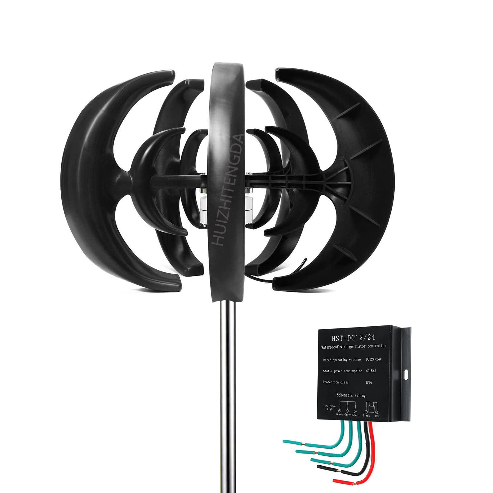 HUIZHITENGDA No Noise10000w Windmill Wind Turbines Generator,12V 24V 48V 220V with Controller Vertical Wind Turbines Generator for Home Camping(Black)