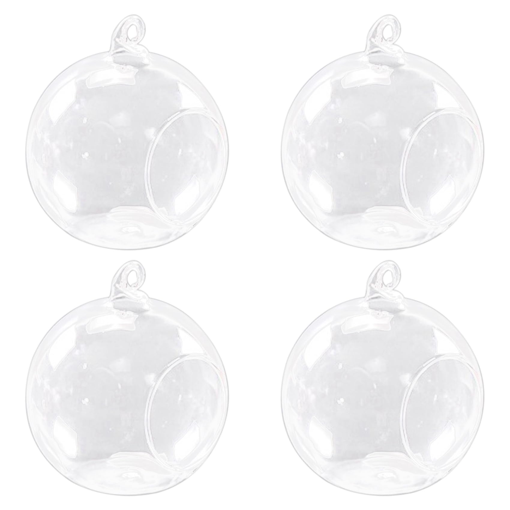 Hndhbfgrt 4pcs 8cm Hanging Glass Flowers Plant Vase Stand Holder Terrarium Container Candlestick Tealight Holder Home Decor