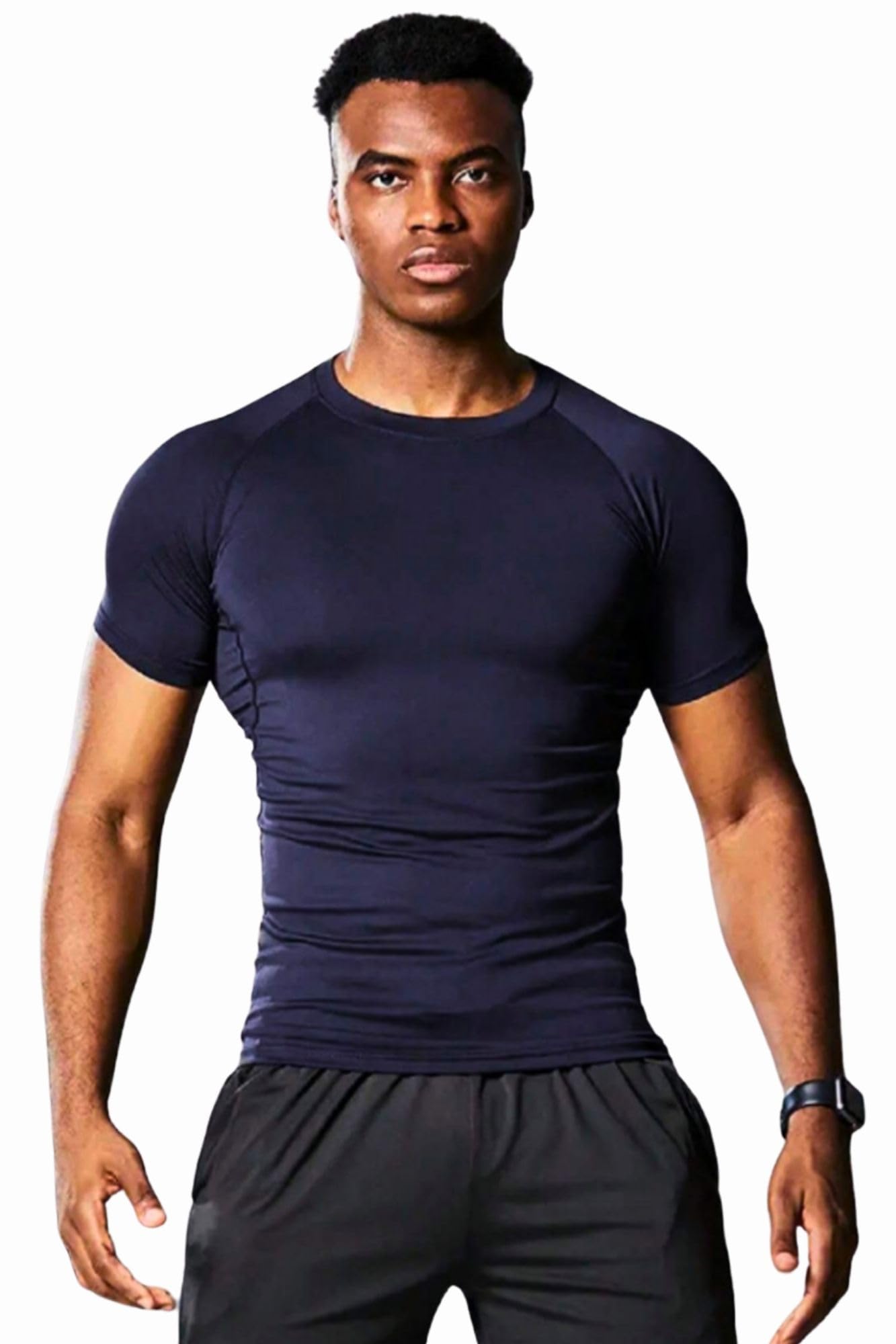 anjor Spandex Men's Black & Blue Activewear Set – Quick-Dry Half Sleeve T-Shirt & Shorts – Lightweight, Breathable Sports Outfit for Running, Gym & Swim-picture-28