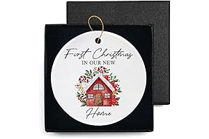1st Christmas in Our New Home White Christmas Theme Ceramic Round Shaped...