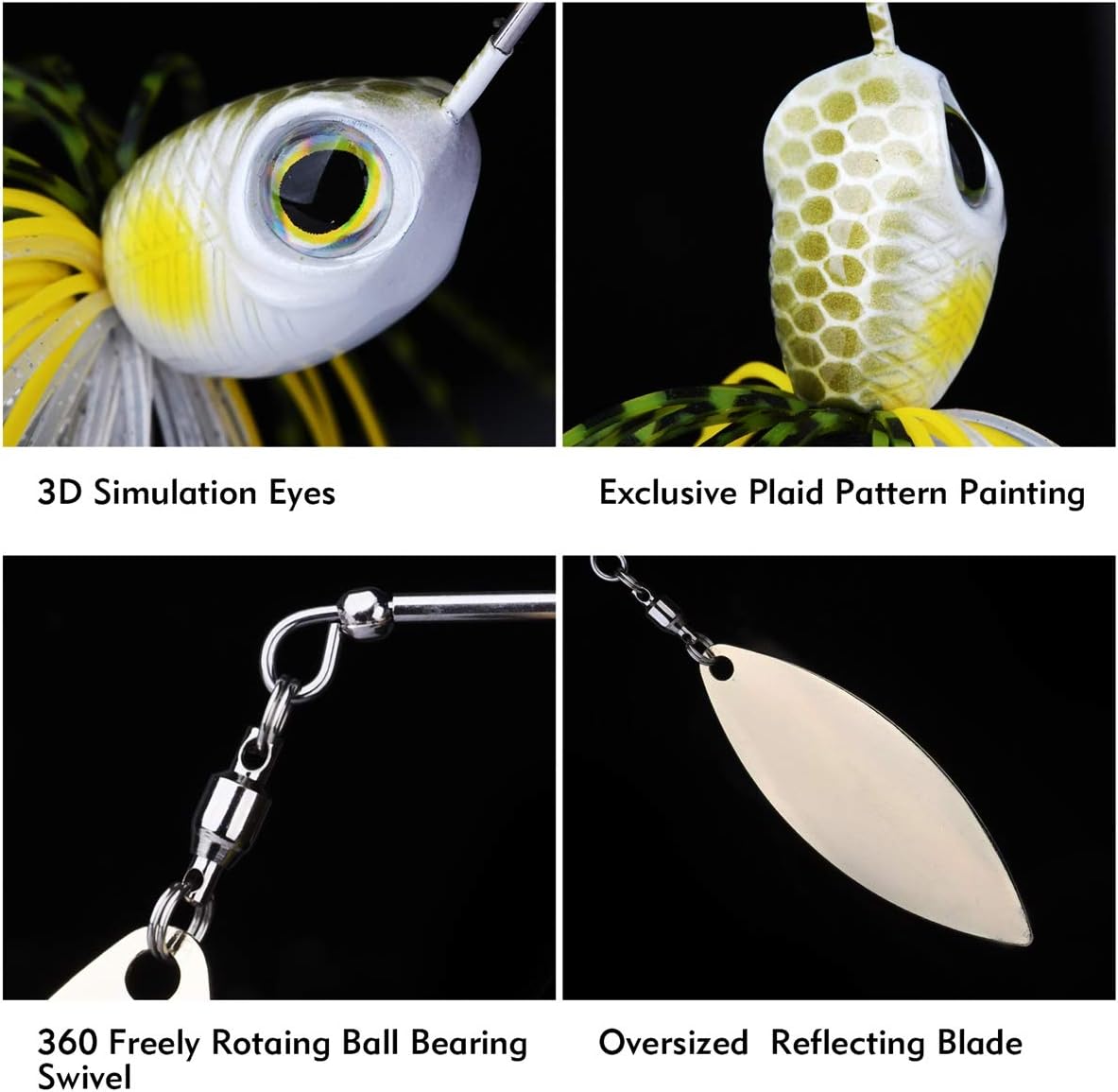 Goture Spinner Baits for bass Fihsing Lures Spinnerbait Blade igs Lures Freshwater Saltwater Rooster Tail for Salmon Pike Trout Walleye 1/2oz : Sports & Outdoors