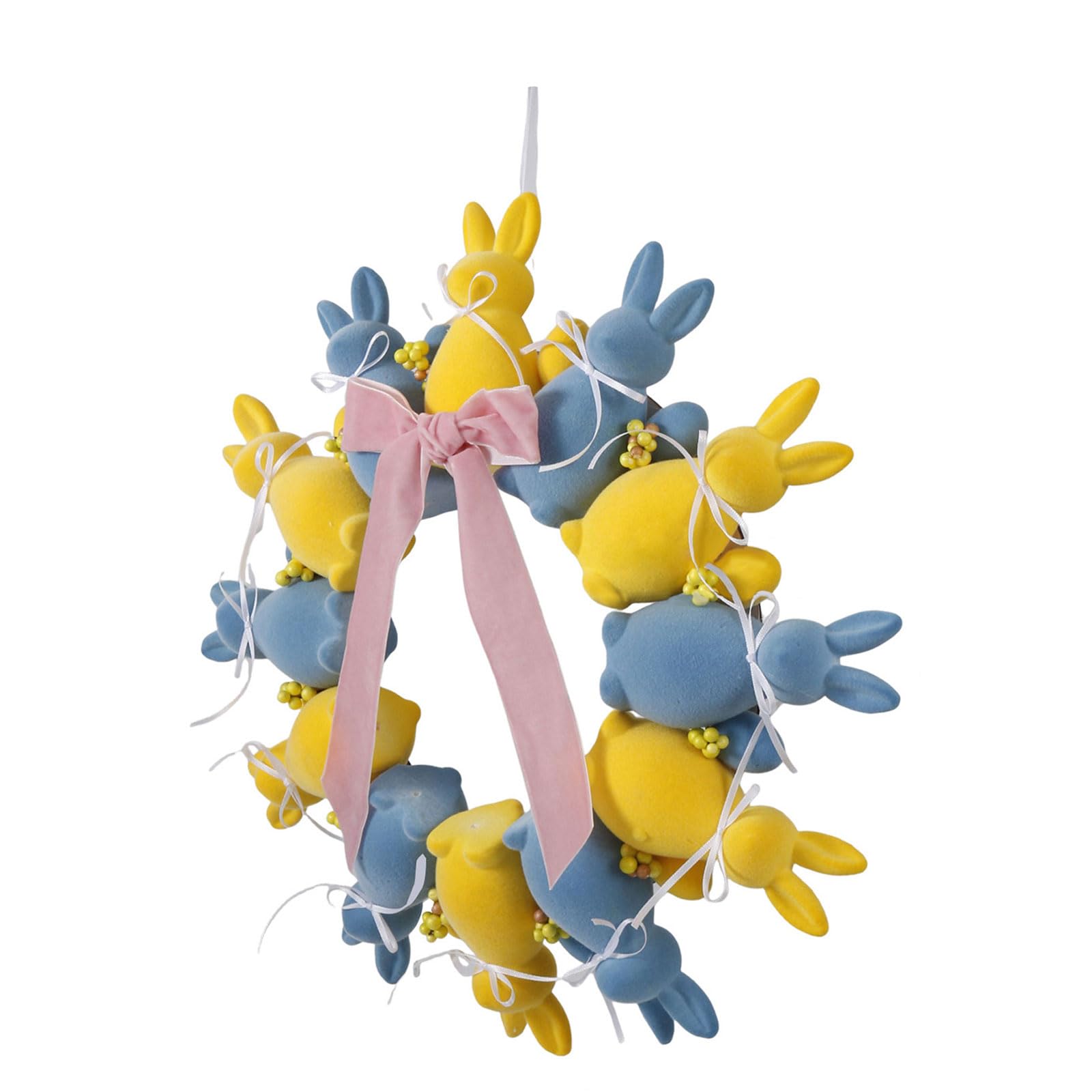 Themed Blanketed Conies Wreath Decorative Item for Entrance Room Interior and Photography Arrange Blanketed Rabbits Spring Wreath Decorative