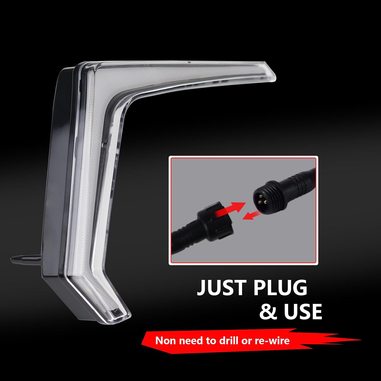 Polaris RZR LED Signature Fang Lights - Turn Signal Light Assembly, Replacement for 1000 XP XP4 Turbo S, Plug and Play