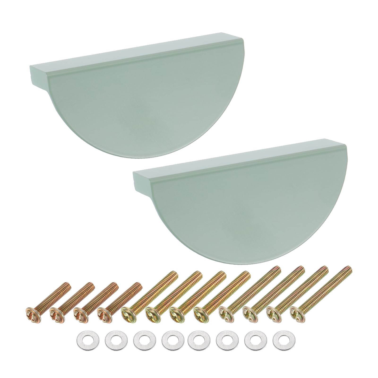 Poignées pour placard de cuisine demi-lune en aluminium vert de 6,4 cm