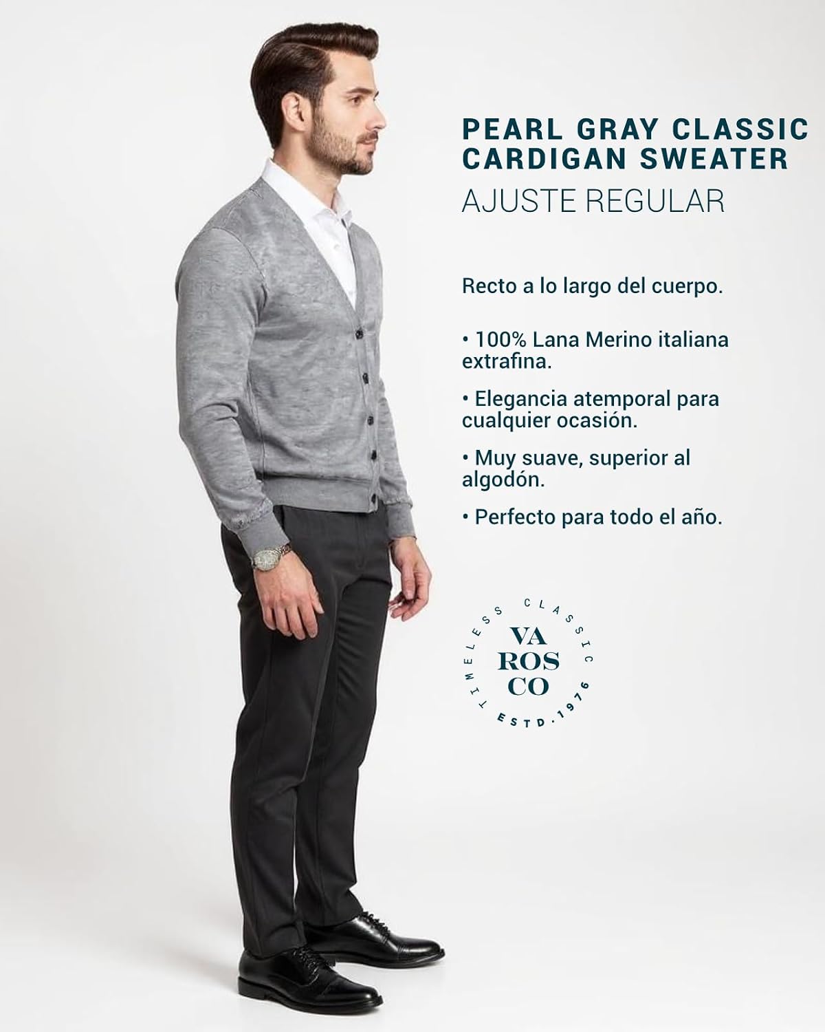 | Men's Cardigan - V-Neck Sweater | Woolmark Certified