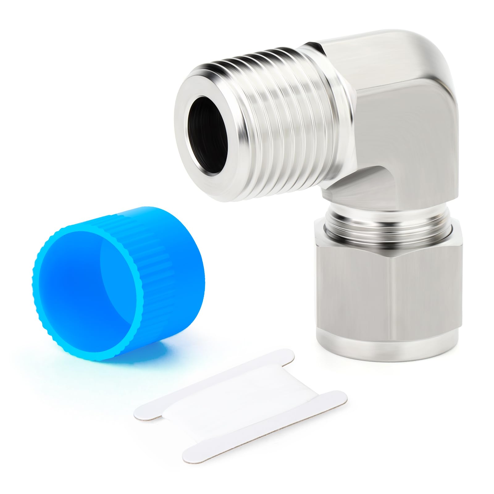 TAISHER 1PCS 316 Stainless Steel 90 Degree Compression Tube Pipe Fitting Connector, 1/2" Tube OD x 1/2" NPT Male Adapter