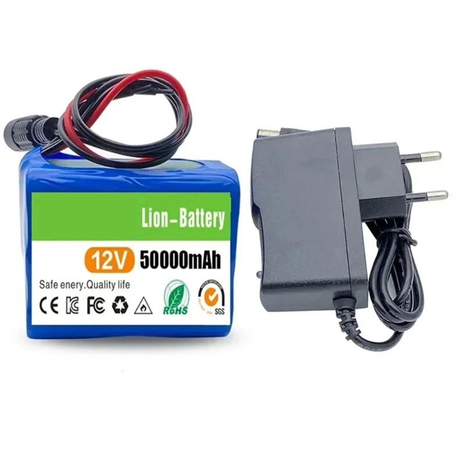 12V 50Ah 3S2P Batería recargable de iones de litio Carcasa de PVC impermeable Resistente al envejecimiento Apto para motores de 50 a 300 W 12V 50Ah
