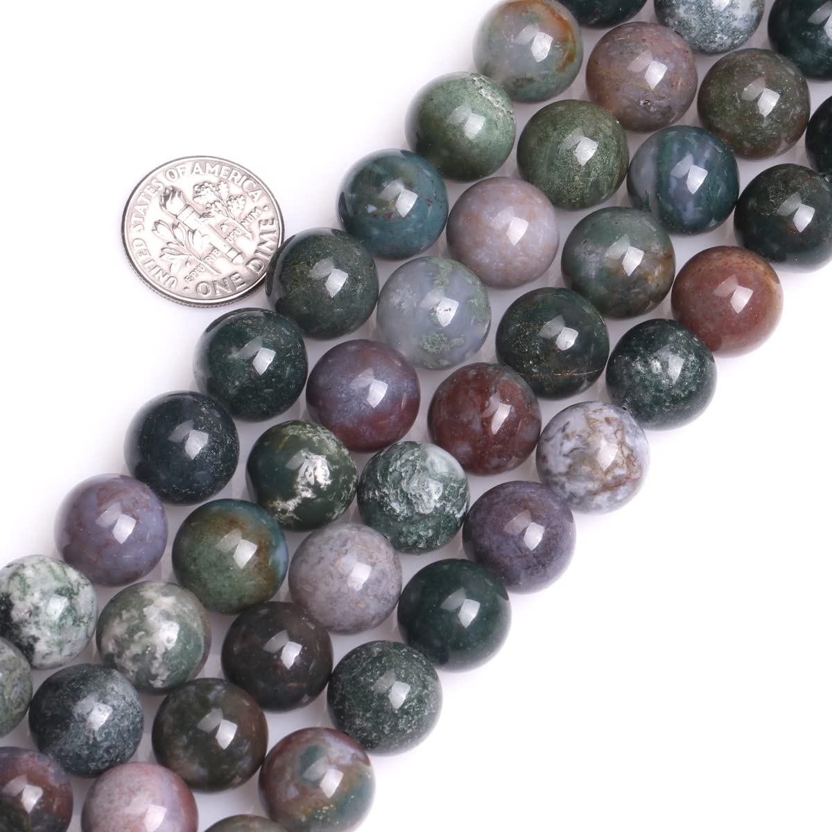 Gem-Inside Create Your Own Fashion Indian Agate Gem-Inside 12Mm Round Gemstone Semi Precious Loose Beads For Jewellery Making 15''
