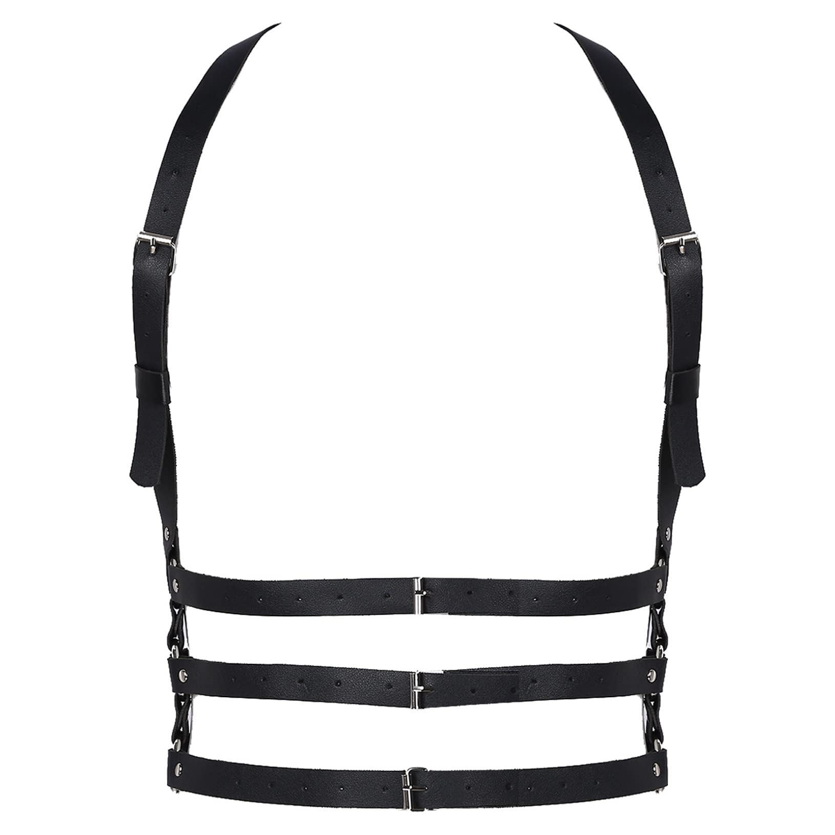 ACSUSS Men's Leather Halter Body Chest Half Harness Adjustable Belt Cage Clubwear Costume
