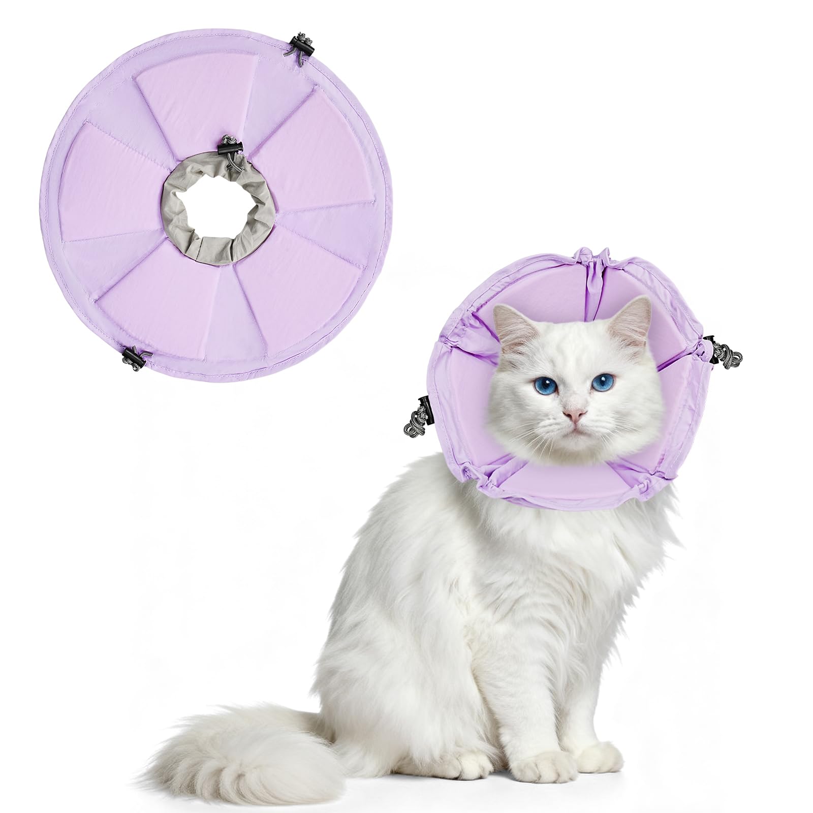 Supet Weiche Halskrause Katze-Verstellbare Elisabethanhalskrause für postoperative Erholung: Verhindert Lutschen bei Welpen, Kätzchen und Erwachsenen Katzen (Lila Blume, M)