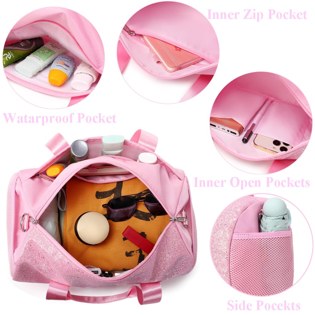 Glitter Girls Dance Bag for Kids Ballet Bag Small School Bag Shoulder Bag Kids Sports Duffel Gymnastics Bag Kids Travel Bag with Waterproof Pocket - Image 4