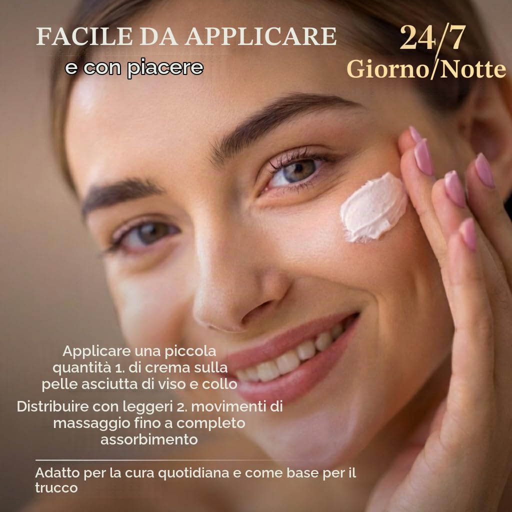 Crema al latte di cammello con acido ialuronico idratante per viso, corpo e mani. Cura della pelle nutriente e anti-secchezza, uso giorno e notte, 60 ml