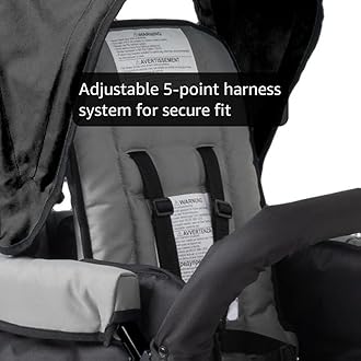 Gaggle by Foundations Compass 3 Seat Stroller | Triple Stroller for Infant and 2 Toddlers | Foot Brake | Shock-Absorbing All-Terrain Wheels | Easy Folding | Black