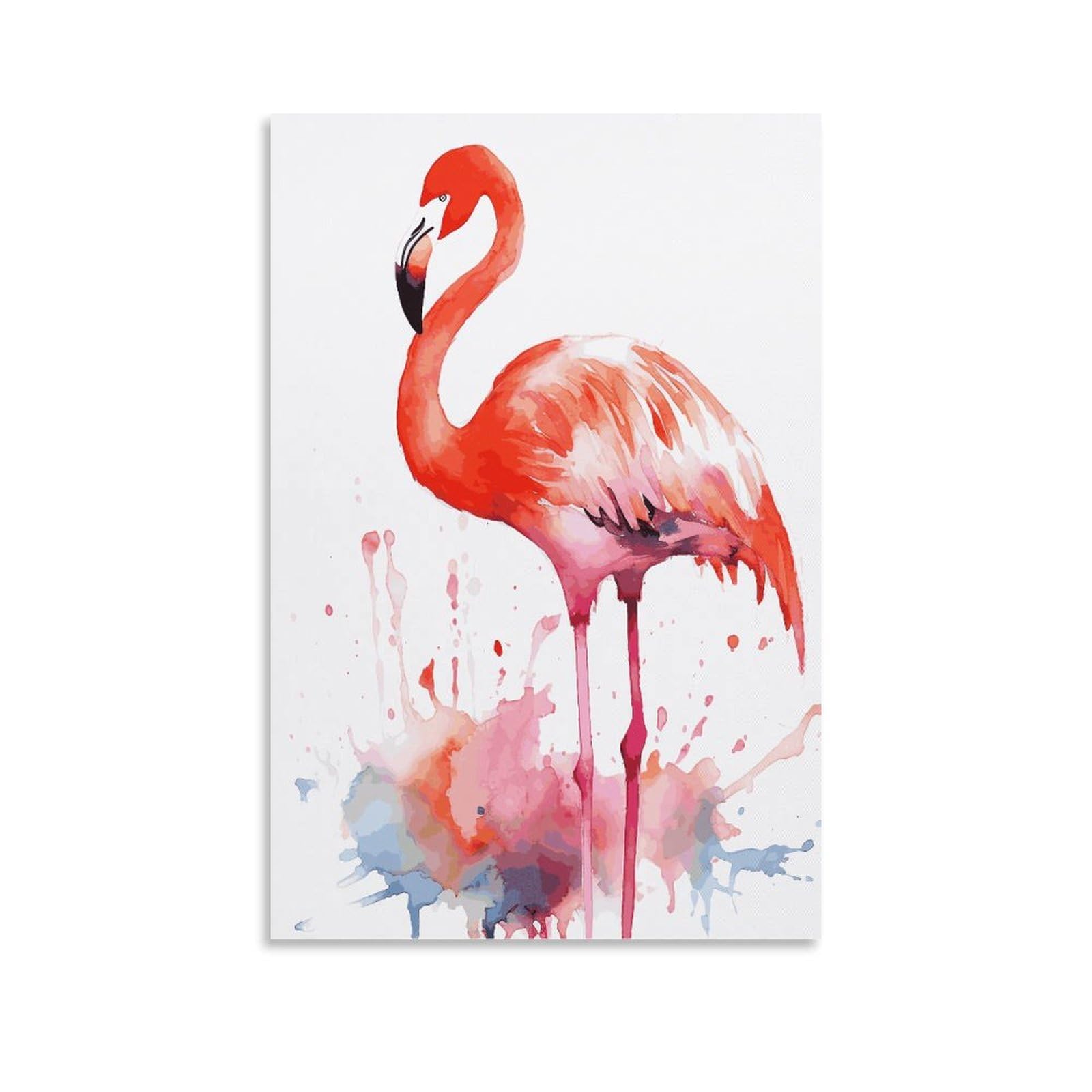 LDGSUPH Watercolor Flamingos Canvas Wall Art Prints Hangable Decor Painting for Wall Prints Painting Artwork Modern Decorative Artwork Ready to Hang Wall Pictures for Home Decor 20x30inch(50x75cm)