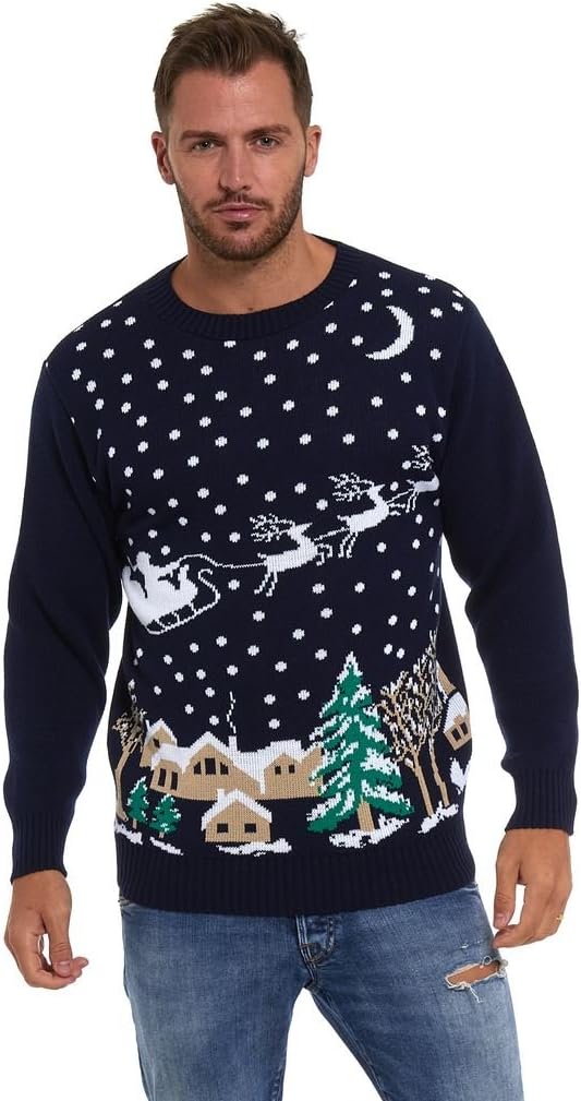 LEKEEZChristmas Jumper Unisex Mens Ladies Flossing Around Xmas Tree Sweater XS - 4XL