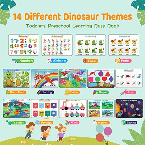 Montessori Busy Book For Toddlers,Dinosaur Themes Quiet Book For Kids,Preschool Learning Activities Sensory Travel Toy Autism Educational Games,Preschool Birthday Easter Gift For Boy Girl Ages 3-5 #TOP1