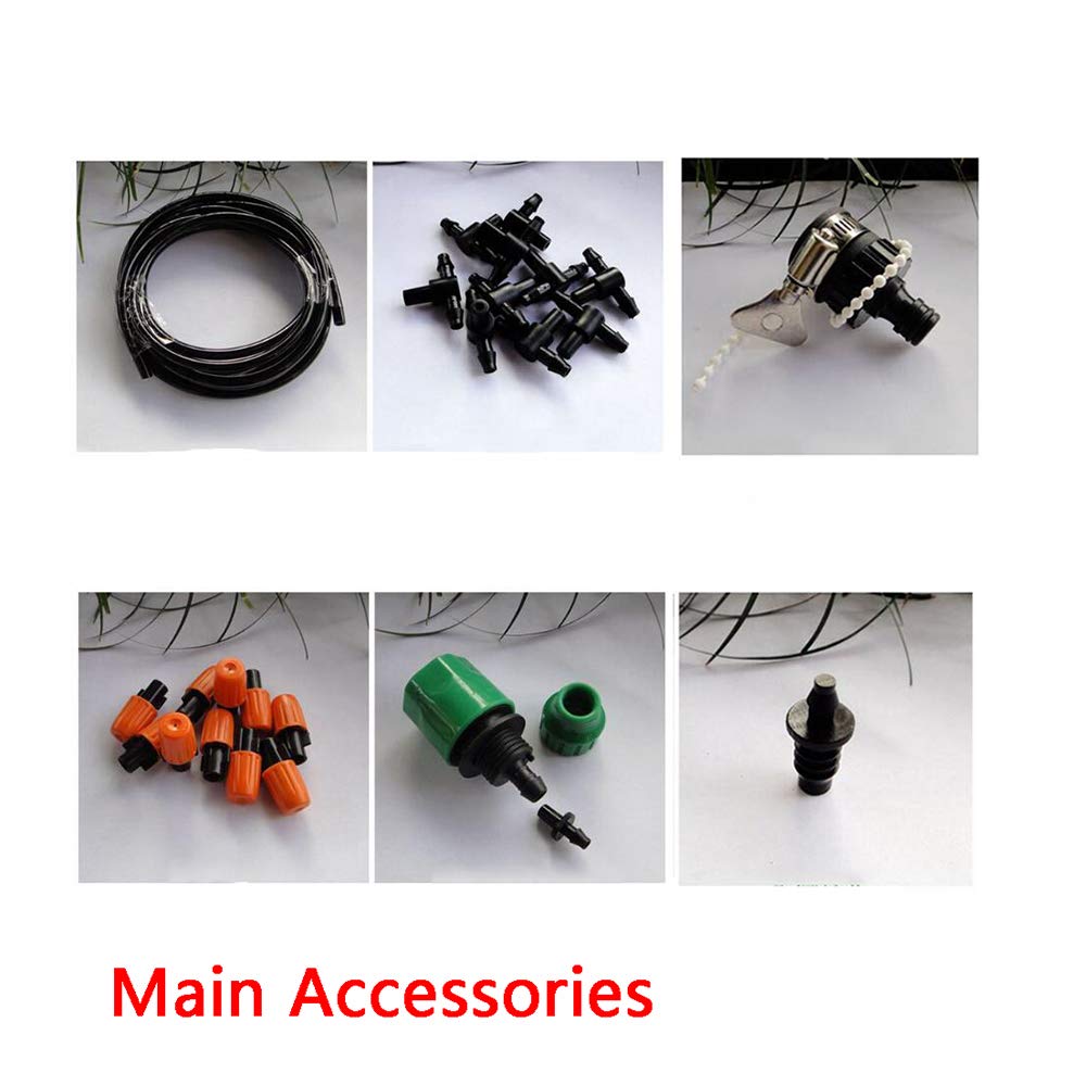 Automatic Water Misting Sprinkler Cooling System Irrigation Kit Garden Nozzle Patio Spray Tubing Hose Drip Emitters 5M 8/11