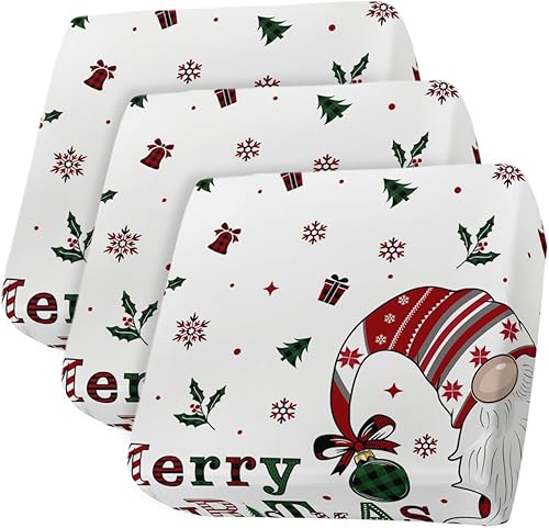 Wowouhiya Christmas Couch Cushion Covers, Stretch Sofa Cover with Elastic Bottom, Xmas Gnomes Winter Snowflake Berry Botanical Sofa Slipcovers