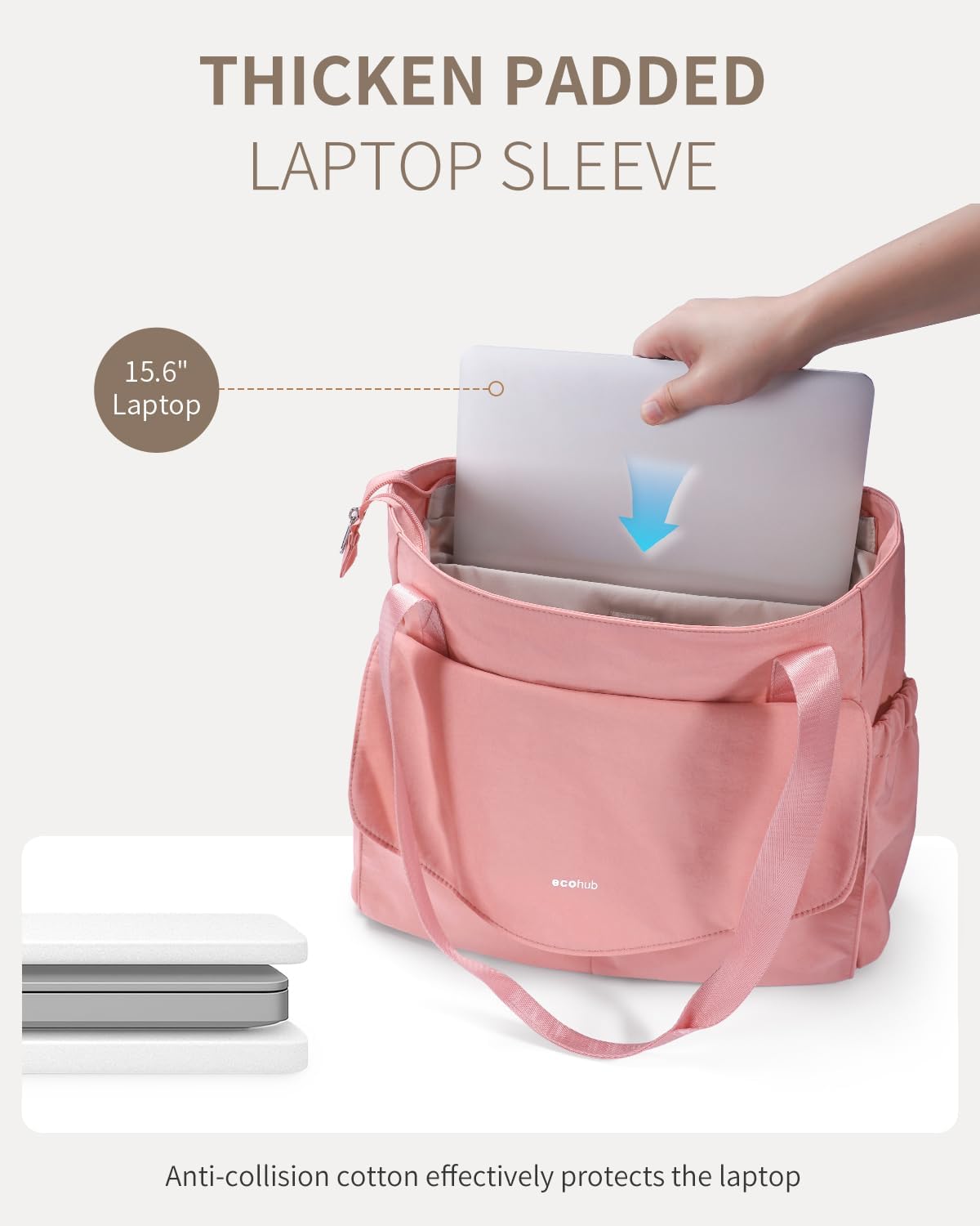 ECOHUB Tote Bag for Women Work Tote Bag with Laptop Compartments Lightweight Shoulder Bag Handbag for Travel College Teacher - Image 4