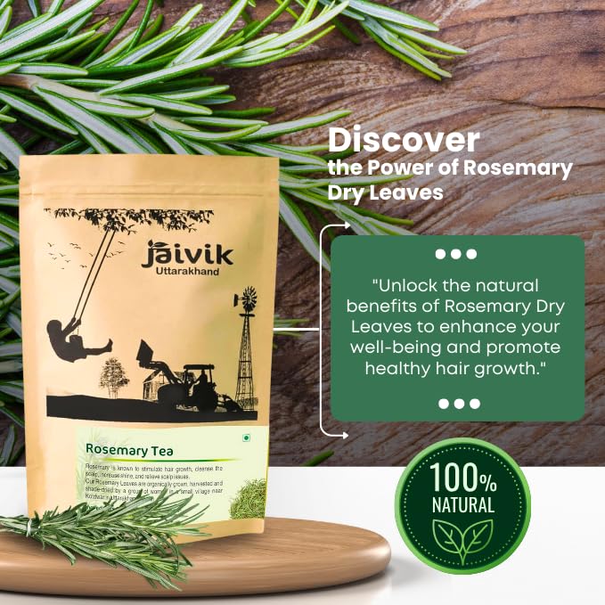 Image of Jaivik Uttarakhand - Green Leaves Tea, Rosemary Tea (100g each), Unique Blend Crafted Loose Leaf For Chai Lovers Across India, Combo (Pack Of 2)