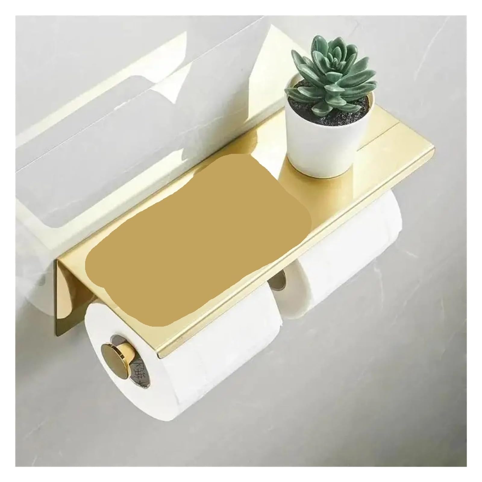 Porta carta igienica multifunzionale da 1 pz con dispenser doppio for fazzoletti montato a parete su ripiano, oro(Black single)