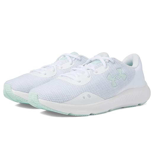 Under Armour Women's Charged Pursuit 3 Twist Running Shoe, (100) White/White/Aqua Foam, 8