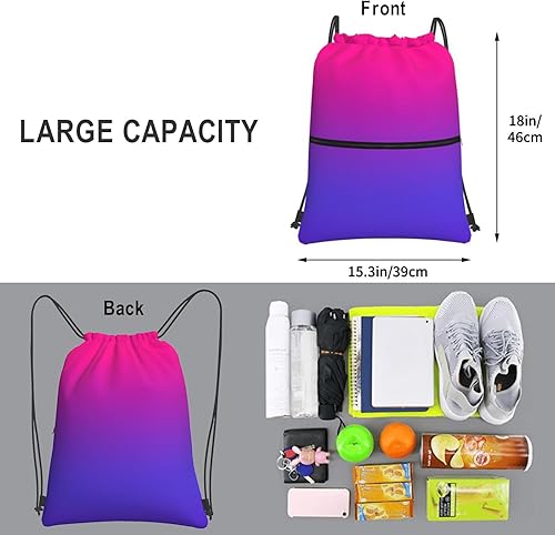 Miniatura 3 de Mochila deportiva con cordón ajustable, duradera, impermeable, ligera, para hombres y mujeres, Gradiente, Mochilas Tradicionales