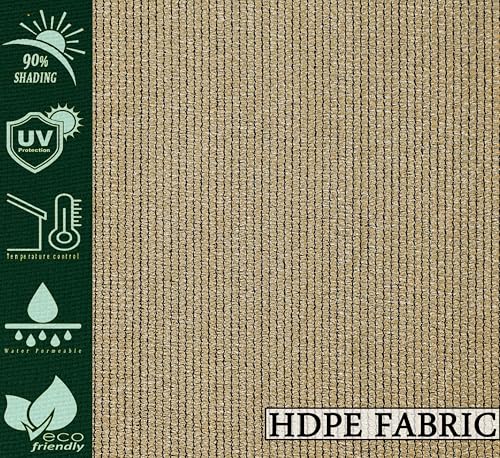 Image of HDPE Fabric 85-90% Sun Blockage & UV Protection Detachable Tab Top Balcony & Outdoor Curtains Temperature Reducing for Window&Door Curtains(Beige Black Color 4.5X5.5 Feet) 1 Piece