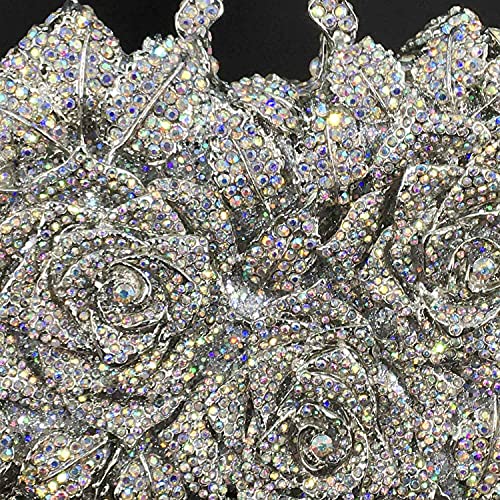 Image of Boutique De FGG Mini Flower Evening Bags For Women Formal,Party Rhinestone Clutch Purses,Wedding Floral Crystal Clutch Bag