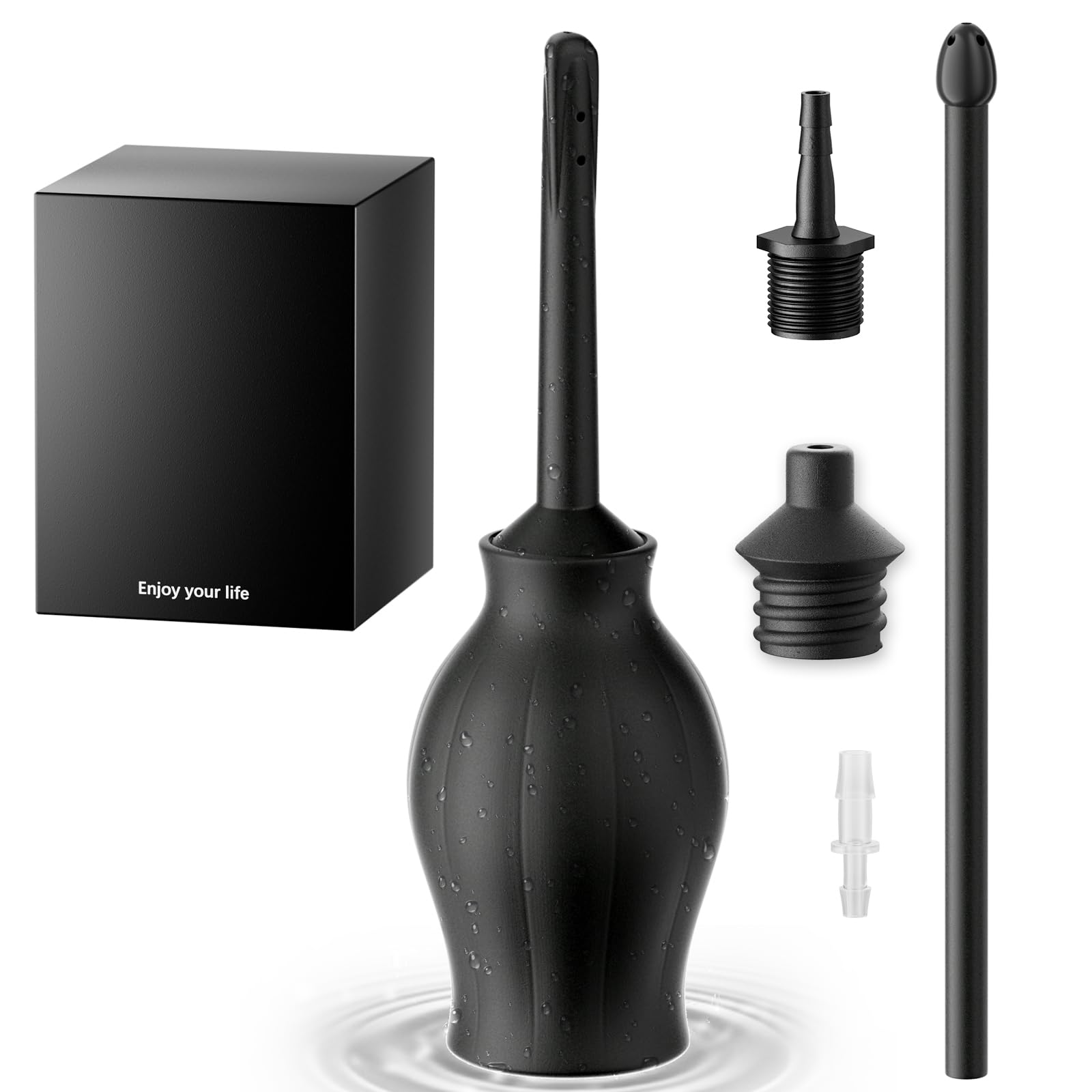 Silicone Enema Bulb Kit Amal Douche Cleaner for Men Women, 9.84in Enema Tub Connected to Shower Hole, 8.5oz Enima Bulb Vaginal Cleaner kit