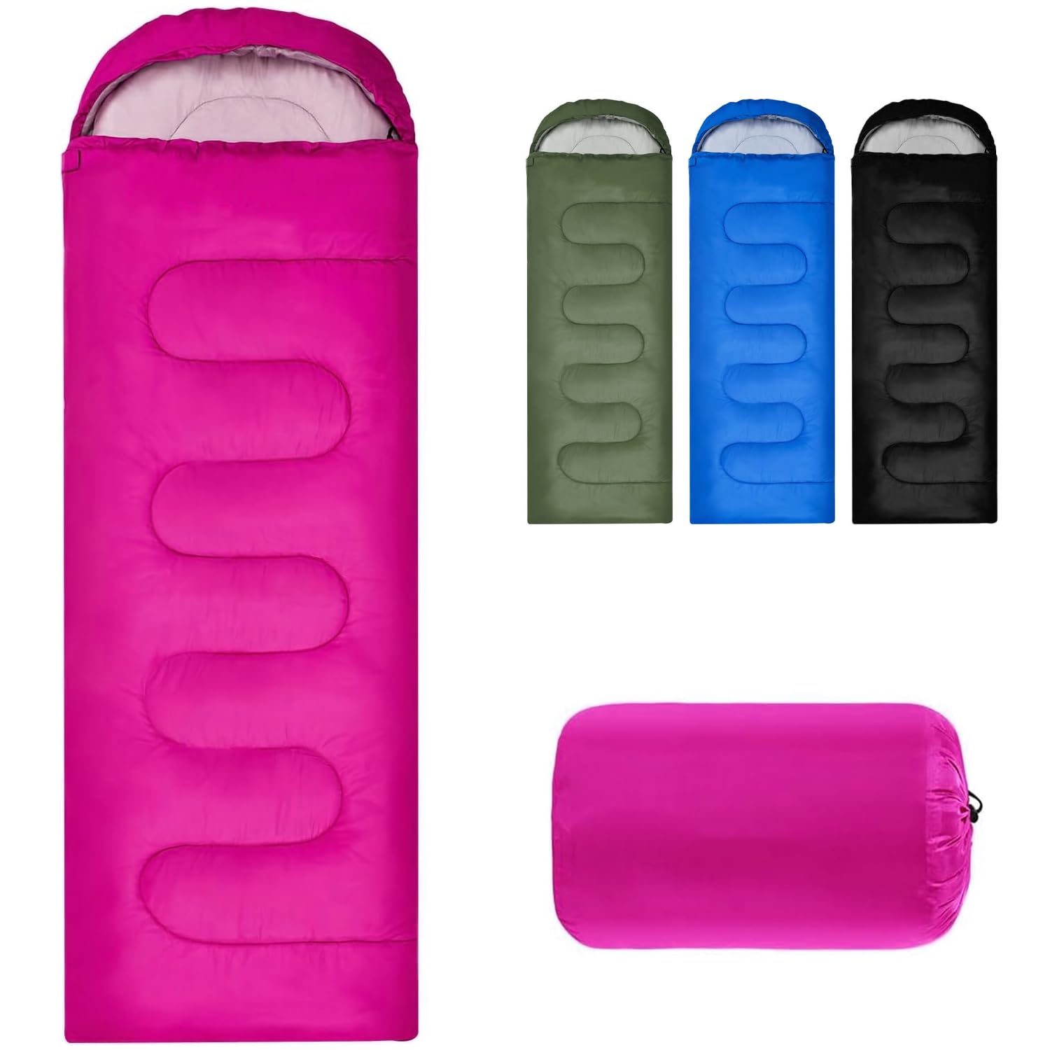 Outdoor Sleeping Bag for Camping, Adult Blanket, Small Packed Size, Ultralight Carry Bag, Soft, Thick and Warm, for Outdoor Camping, Travel, Hiking, for 3-4 Seasons (Rose)