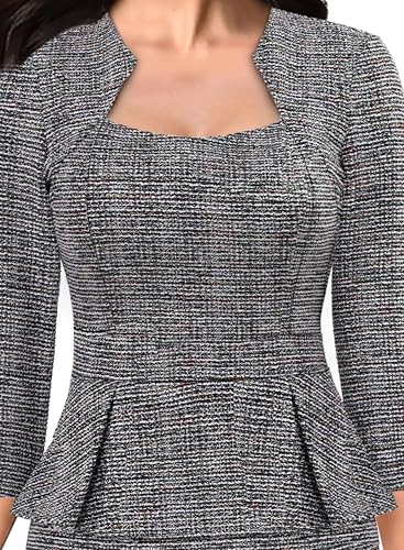 VFSHOW Womens 2024 Square Neck Peplum Work Business Office Slim Pencil Sheath Dress3