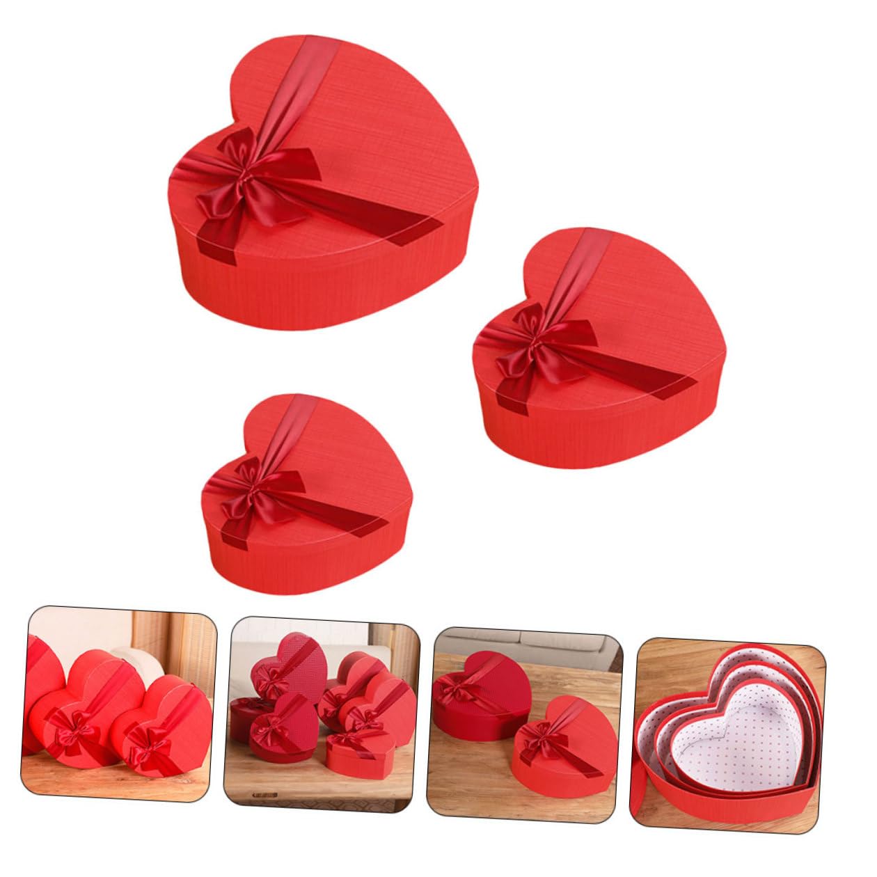 MUCKLILY Herzförmige Geschenkbox 3 Stück aus Langlebigem Material Kompakte Aufbewahrungsbox für Süßigkeiten und Schmuck Dekorative Verpackung für Valentinstag und Hochzeit