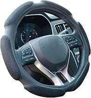 Vista 8 de Funda para volante de auto, funda con cojín suave a tacto, ajuste universal para 15'' / 38 cm (Negro y rojo)