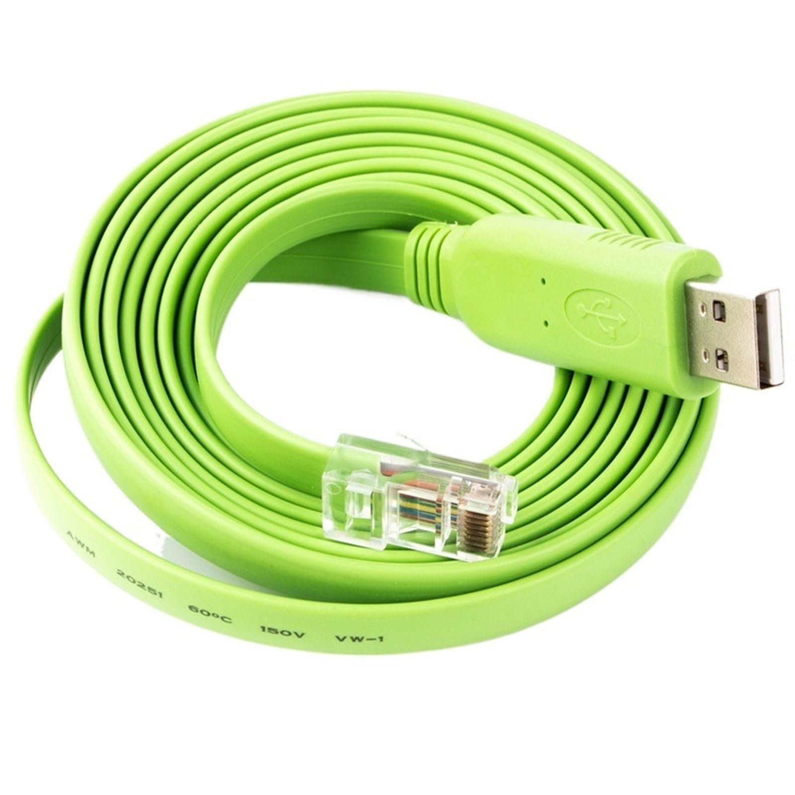 Cable adaptador/convertidor serie USB RJ45 RS232 for consola de enrutador, compatible con Windows 7/8/10/11.(16.4ft,Green)