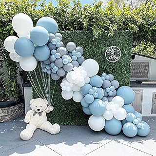 Balloon Arch Garland Kit,Blue Balloon Arch Latex Balloons Macaron Blue White Balloons for Birthday Baby Shower Party Supplies Decoration Wedding Backdrop Decoration