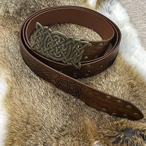 GelConnie Viking Leather Belt - Ren Faire & Medieval Mens Wide PU Leather Belt with Renaissance Leather Ring4